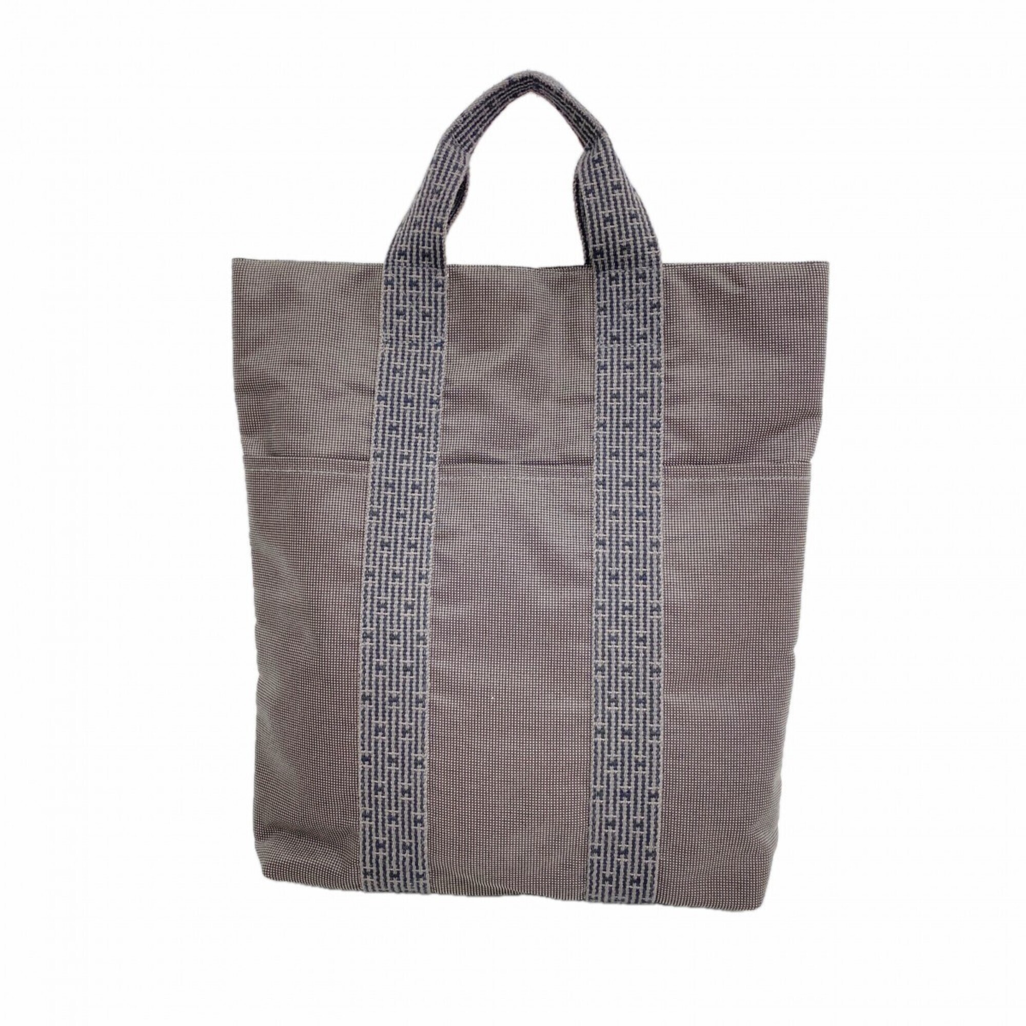 Hermes Tote Bag, Herline Cabas, Canvas, Gray, Women's.
